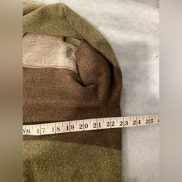 Dockers Mens Size L Brown Green Stripe Long Sleeve Mock Neck Quarter Zip Sweater - Picture 8 of 10